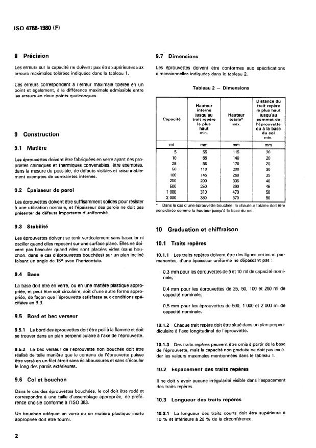 ISO 4788:1980 ISO 4788:1980 - Verrerie de laboratoire -- Éprouvettes graduées cylindriques - Page 4 preview