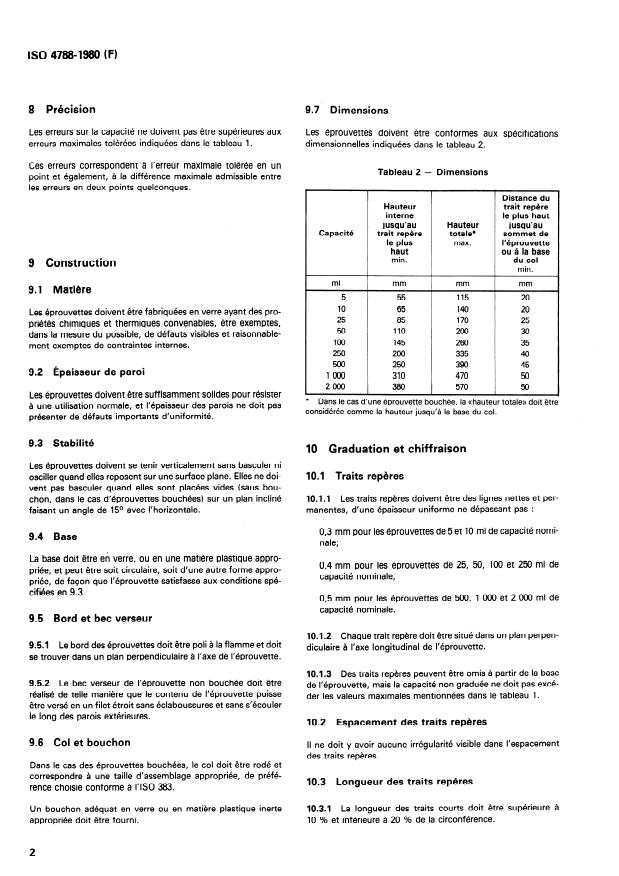 ISO 4788:1980 ISO 4788:1980 - Verrerie de laboratoire -- Éprouvettes graduées cylindriques - Page 4 preview