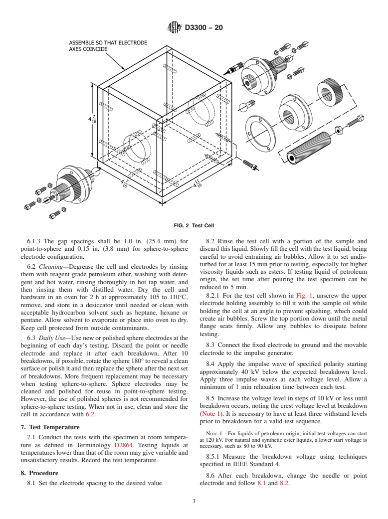 ASTM D3300-20 - Standard Test Method for  Dielectric Breakdown Voltage of Insulating Liquids Under Impulse  Conditions