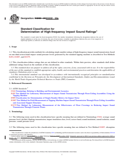 ASTM E3222-20a REDLINE ASTM E3222-20a - Standard Classification for Determination of High-frequency Impact Sound Ratings - Page 1 preview