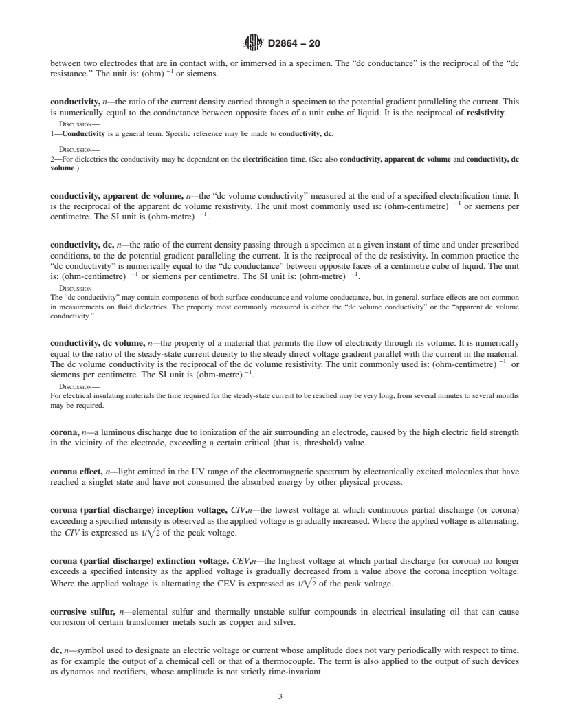 REDLINE ASTM D2864-20 - Standard Terminology Relating to  Electrical Insulating Liquids and Gases