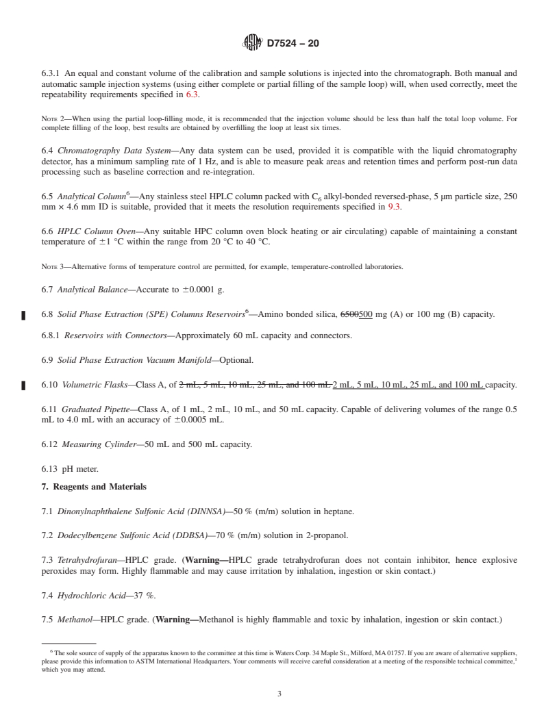 REDLINE ASTM D7524-20 - Standard Test Method for  Determination of Static Dissipater Additives (SDA) in Aviation  Turbine Fuel and Middle Distillate Fuels—High Performance Liquid  Chromatograph (HPLC) Method