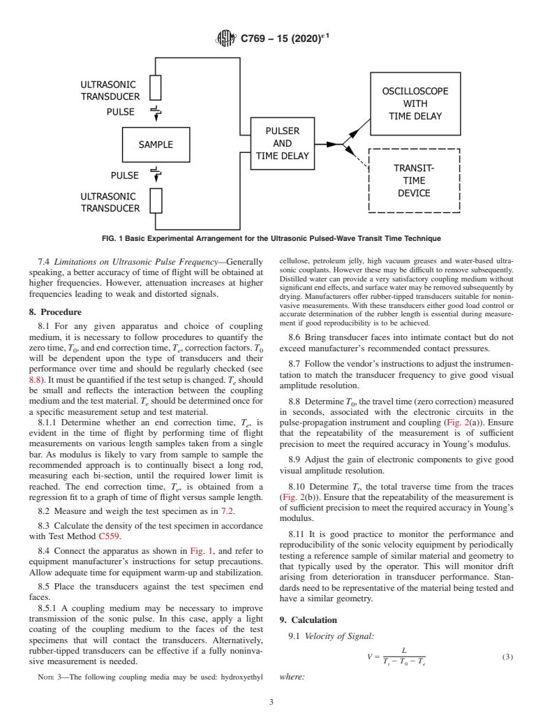 ASTM C769-15(2020)e1 - Standard Test Method for  Sonic Velocity in Manufactured Carbon and Graphite Materials  for Use in Obtaining an Approximate Value of Young's Modulus