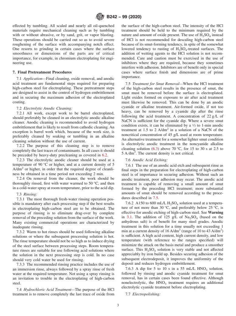 ASTM B242-99(2020) - Standard Guide for  Preparation of High-Carbon Steel for Electroplating