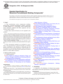ASTM D704-99(2020) ASTM D704-99(2020) - Standard Specification for Melamine-Formaldehyde Molding Compounds - Page 1 preview