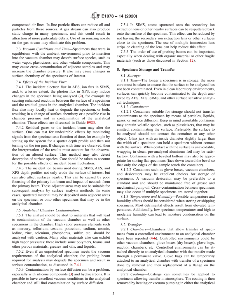 ASTM E1078-14(2020) - Standard Guide for Specimen Preparation and Mounting in Surface Analysis