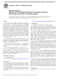 ASTM E2382-04(2020) ASTM E2382-04(2020) - Standard Guide to Scanner and Tip Related Artifacts in Scanning Tunneling Microscopy and Atomic Force Microscopy - Page 1 preview