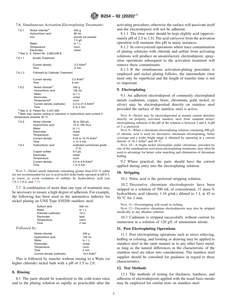 ASTM B254-92(2020)e1 - Standard Practice for  Preparation of and Electroplating on Stainless Steel