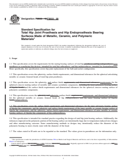 ASTM F2033-20 REDLINE ASTM F2033-20 - Standard Specification for Total Hip Joint Prosthesis and Hip Endoprosthesis Bearing Surfaces Made of Metallic, Ceramic, and Polymeric Materials - Page 1 preview