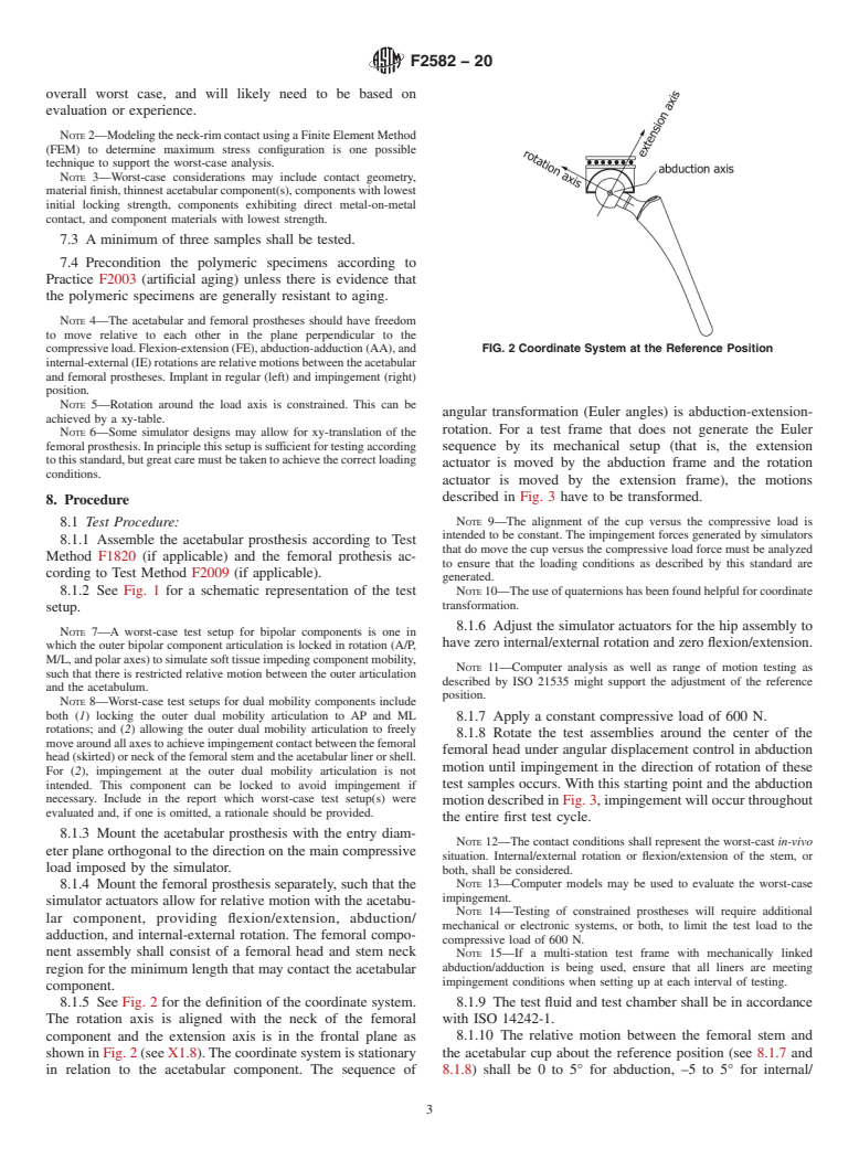 ASTM F2582-20 - Standard Test Method for Dynamic Impingement Between Femoral and Acetabular Hip Components