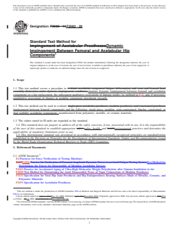 ASTM F2582-20 REDLINE ASTM F2582-20 - Standard Test Method for Dynamic Impingement Between Femoral and Acetabular Hip Components - Page 1 preview