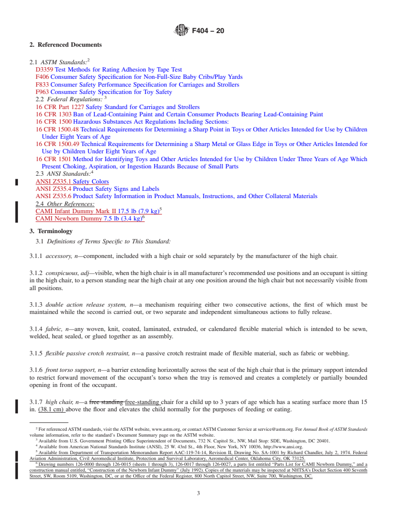 ASTM F404-20 - Standard Consumer Safety Specification for High Chairs