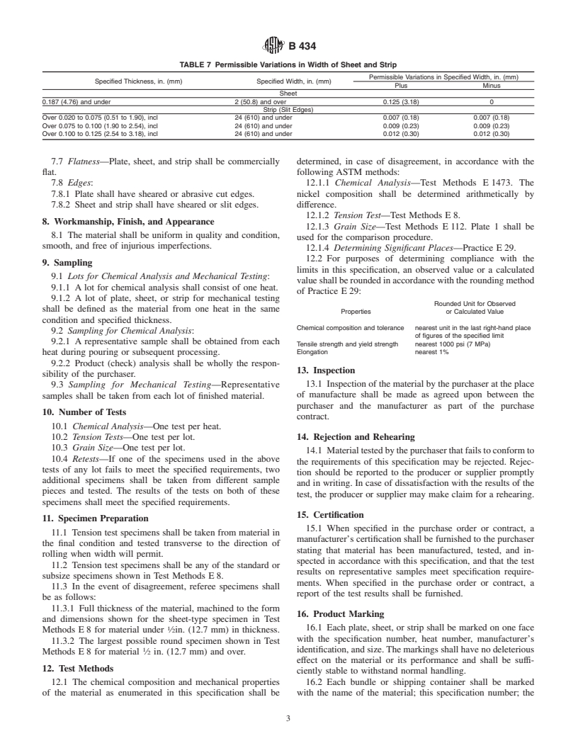 ASTM B434-00 - Standard Specification for Nickel-Molybdenum-Chromium-Iron Alloys (UNS N10003, UNS N10242)* Plate, Sheet, and Strip