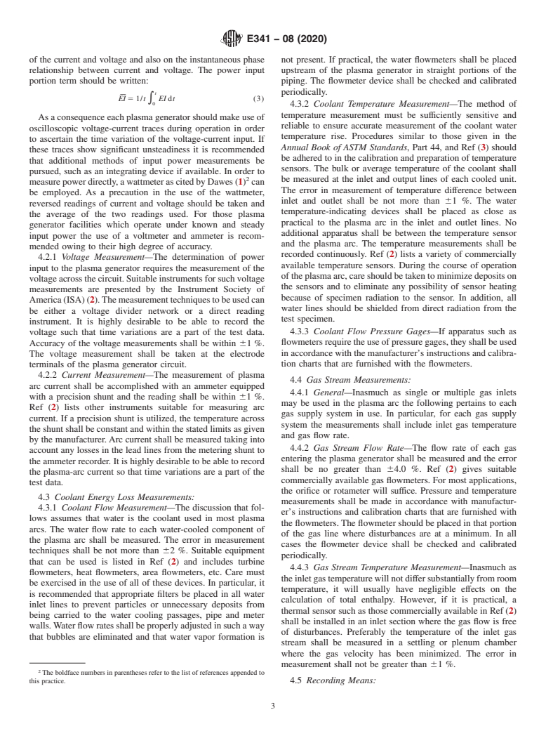 ASTM E341-08(2020) - Standard Practice for Measuring Plasma Arc Gas Enthalpy by Energy Balance