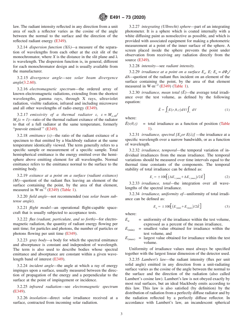 ASTM E491-73(2020) - Standard Practice for Solar Simulation for Thermal Balance Testing of Spacecraft