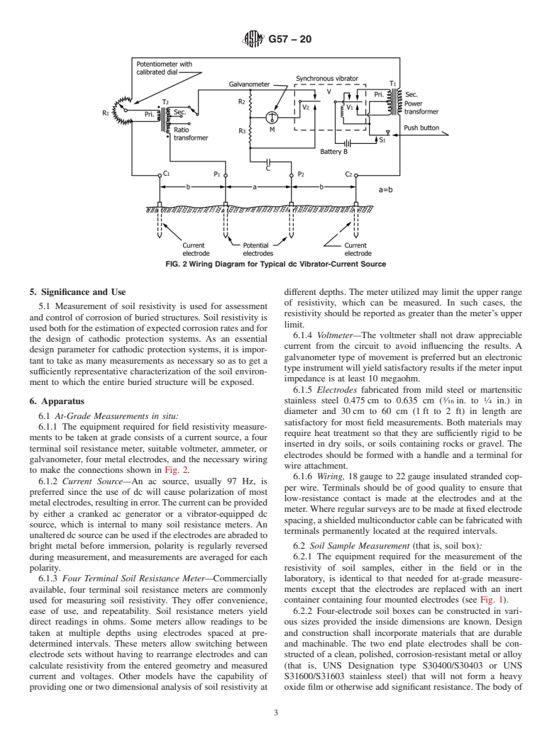 ASTM G57-20 - Standard Test Method for Measurement of Soil Resistivity Using the Wenner Four-Electrode  Method