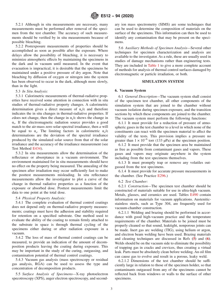 ASTM E512-94(2020) - Standard Practice for Combined, Simulated Space Environment Testing of Thermal Control Materials with Electromagnetic and Particulate Radiation