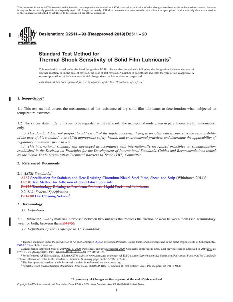 REDLINE ASTM D2511-20 - Standard Test Method for  Thermal Shock Sensitivity of Solid Film Lubricants