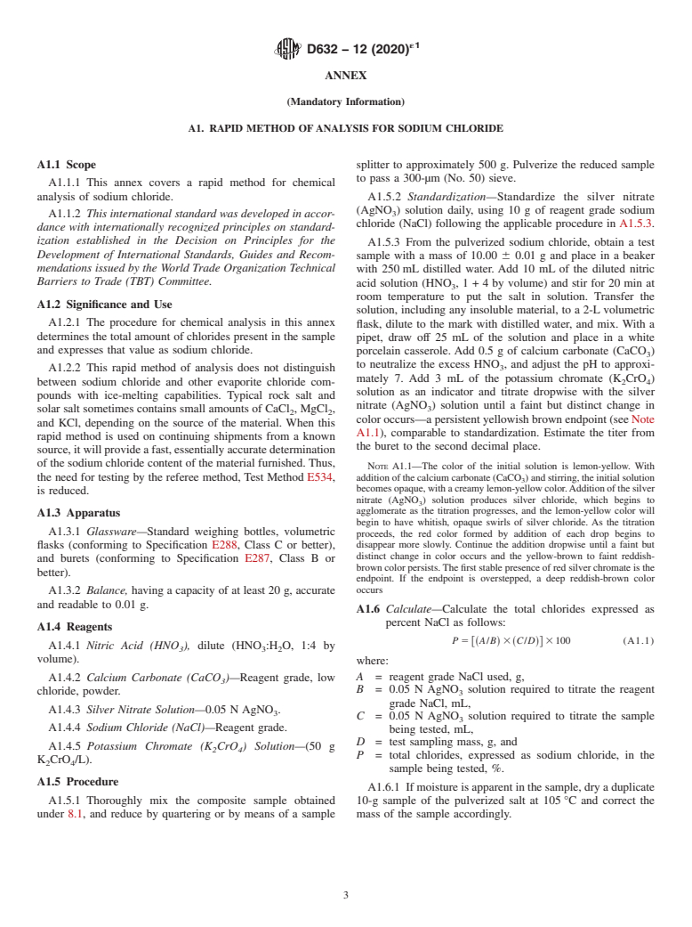 ASTM D632-12(2020)e1 - Standard Specification for Sodium Chloride