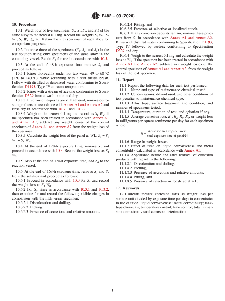 ASTM F482-09(2020) - Standard Practice for  Corrosion of Aircraft Metals by Total Immersion in Maintenance  Chemicals