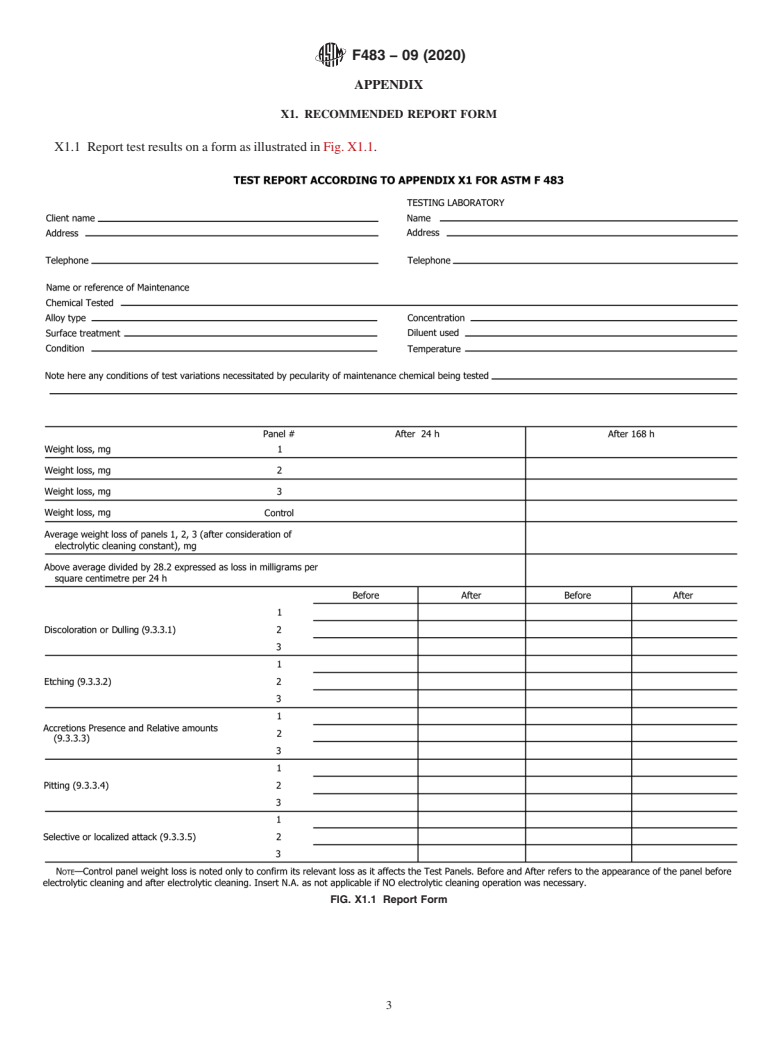 ASTM F483-09(2020) - Standard Practice for  Total Immersion Corrosion Test for Aircraft Maintenance Chemicals