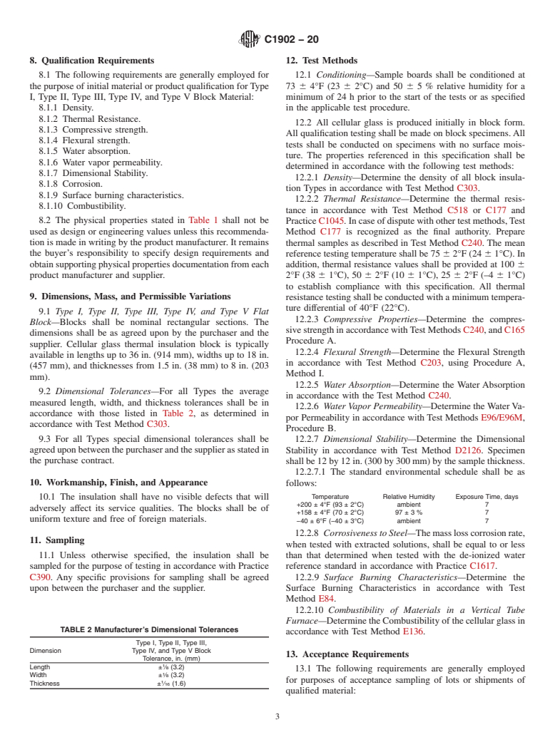 ASTM C1902-20 - Standard Specification for Cellular Glass Insulation Used in Building and Roof Applications