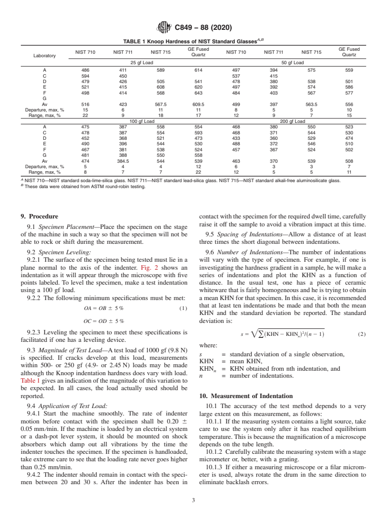 ASTM C849-88(2020) - Standard Test Method for  Knoop Indentation Hardness of Ceramic Whitewares