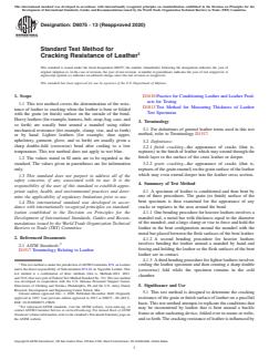 ASTM D6075-13(2020) ASTM D6075-13(2020) - Standard Test Method for Cracking Resistance of Leather - Page 1 preview