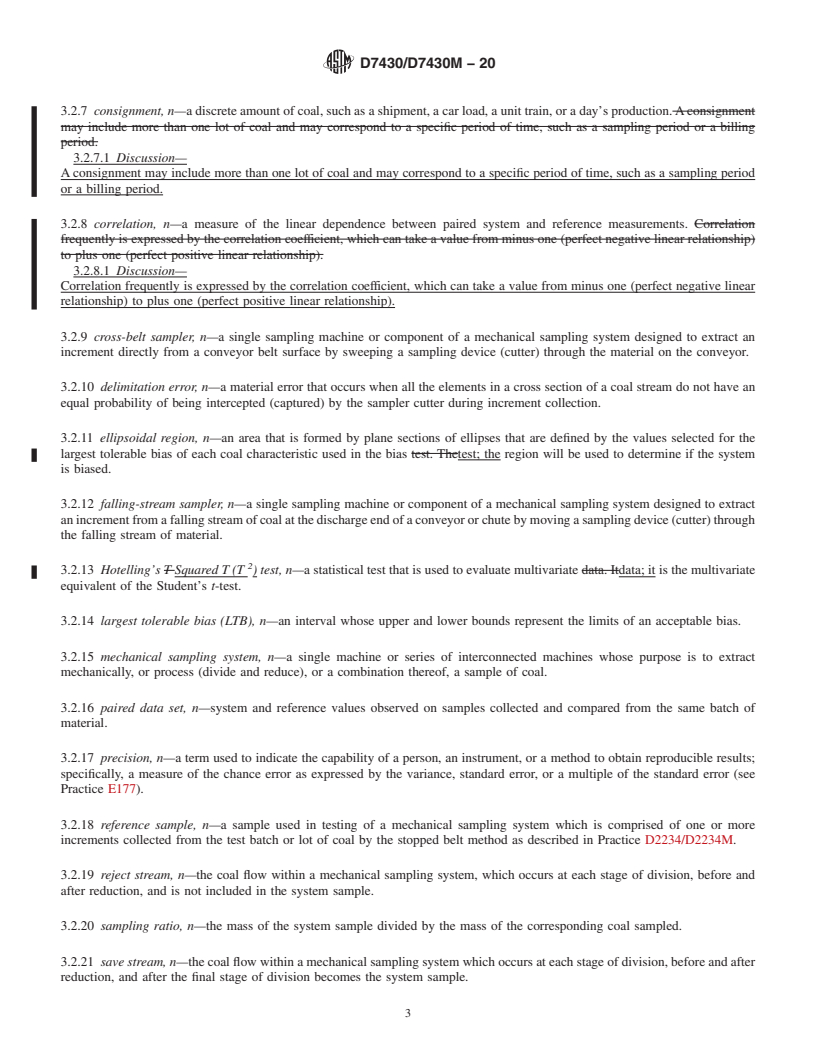 REDLINE ASTM D7430/D7430M-20 - Standard Practice for Mechanical Sampling of Coal