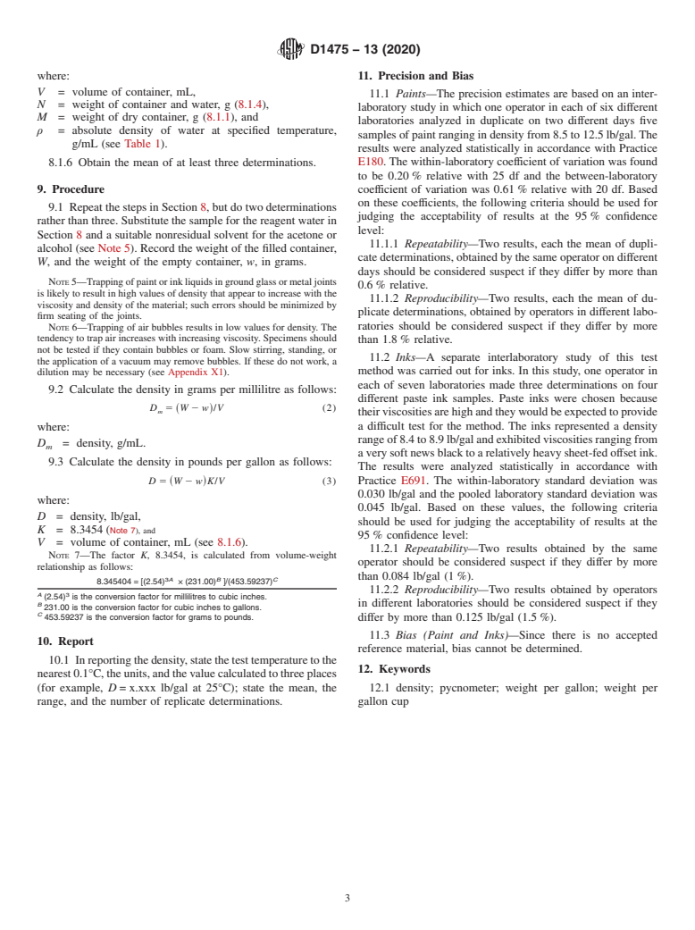 ASTM D1475-13(2020) - Standard Test Method for Density of Liquid Coatings, Inks, and Related Products