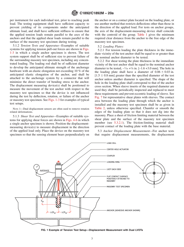 ASTM C1892/C1892M-20a - Standard Test Methods for Strength of Anchors in Masonry