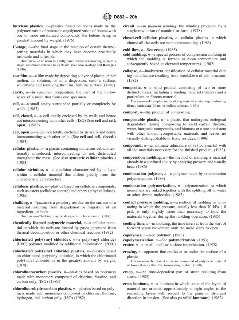 ASTM D883-20b - Standard Terminology Relating to Plastics