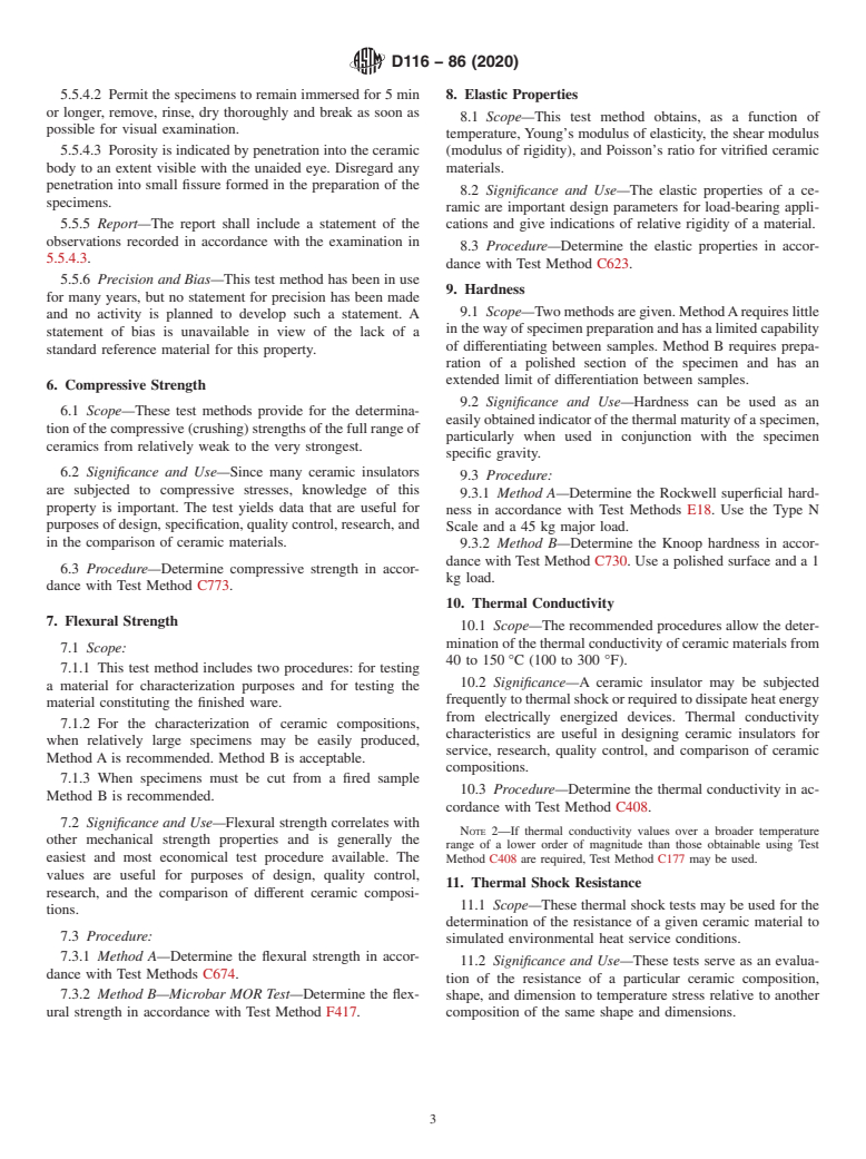 ASTM D116-86(2020) - Standard Test Methods for  Vitrified Ceramic Materials for Electrical Applications