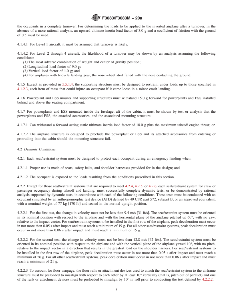 REDLINE ASTM F3083/F3083M-20a - Standard Specification for Emergency Conditions, Occupant Safety and Accommodations