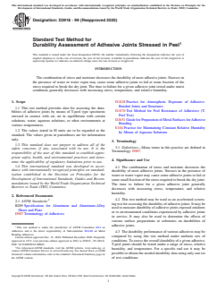 ASTM D2918-99(2020) ASTM D2918-99(2020) - Standard Test Method for Durability Assessment of Adhesive Joints Stressed in Peel - Page 1 preview