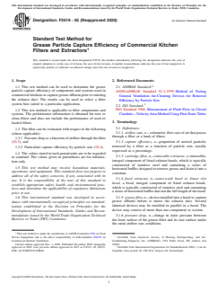 ASTM F2519-05(2020) ASTM F2519-05(2020) - Standard Test Method for Grease Particle Capture Efficiency of Commercial Kitchen Filters and Extractors - Page 1 preview