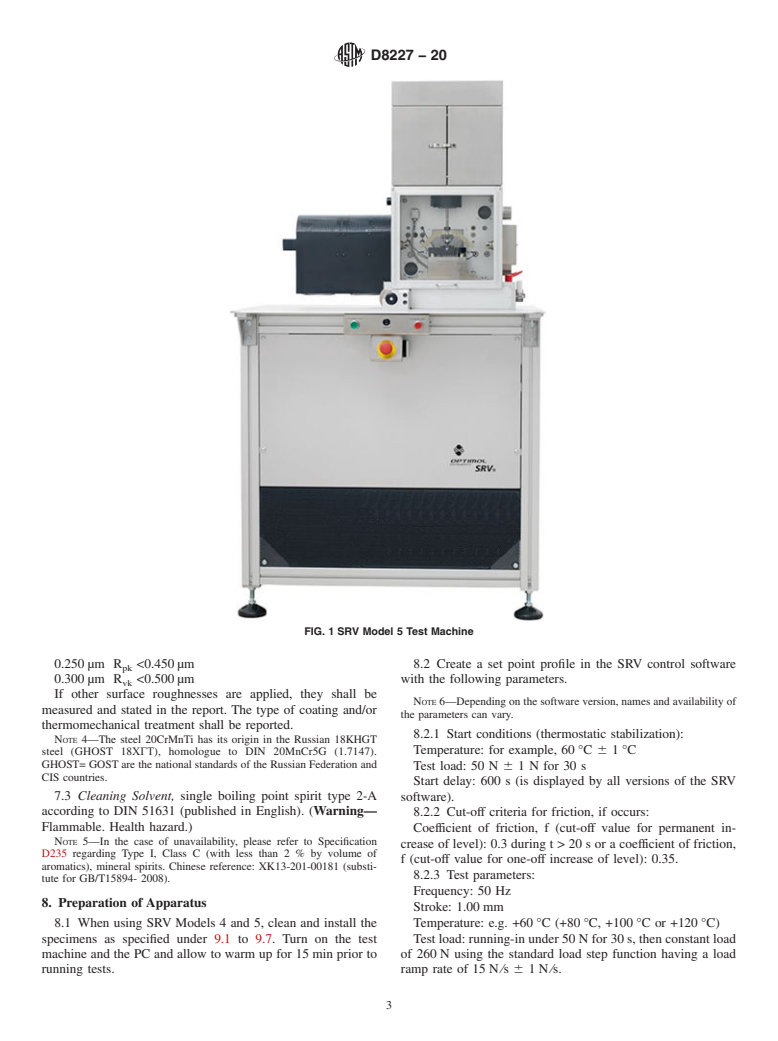 ASTM D8227-20 - Standard Test Method for Determining the Coefficient of Friction of Synchronizer Lubricated  by Mechanical Transmission Fluids (MTF) Using a High-Frequency, Linear-Oscillation  (SRV) Test Machine