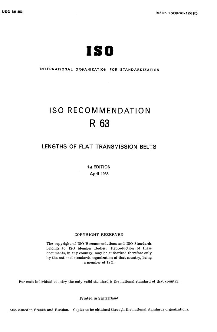 ISO/R 63:1958 - Title missing - Legacy paper document
Released:1/1/1958