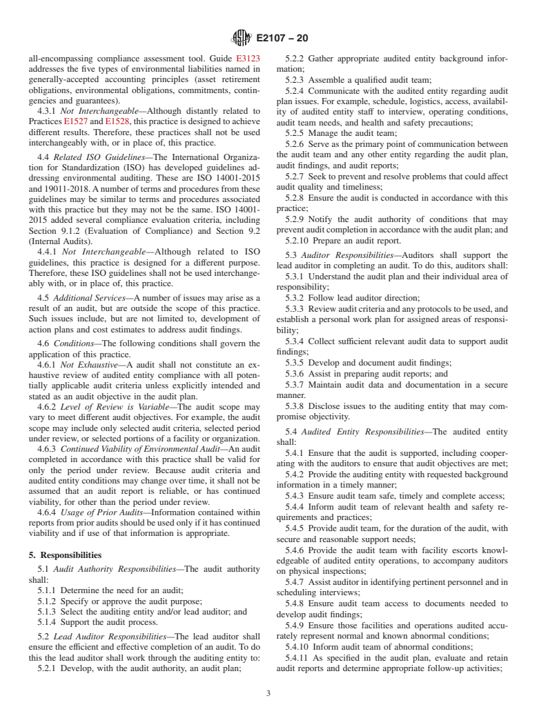 ASTM E2107-20 - Standard Practice for  Environmental Regulatory Compliance Audits