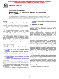 ASTM D3493-20 ASTM D3493-20 - Standard Test Method for Carbon Black—Oil Absorption Number of Compressed Sample (COAN)