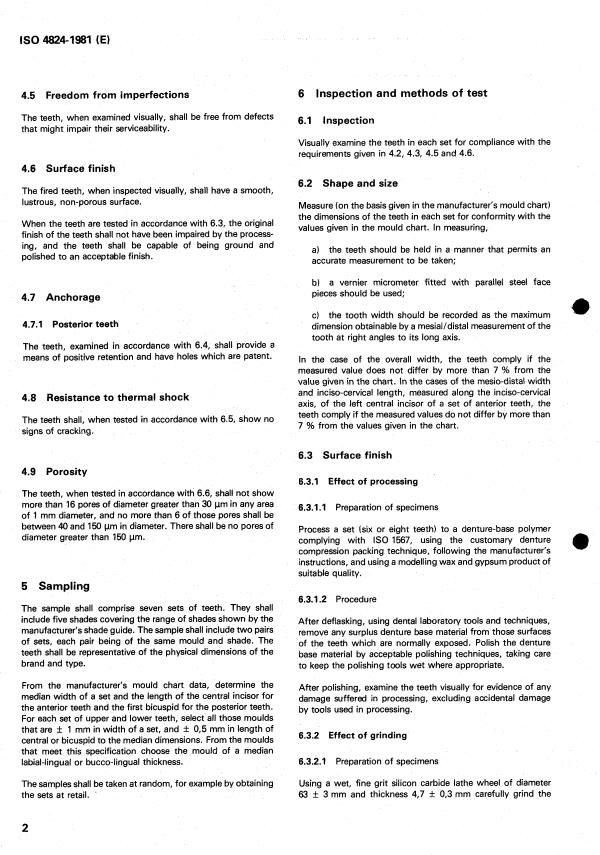 ISO 4824:1981 ISO 4824:1981 - Dentistry -- Porcelain denture teeth - Page 4 preview