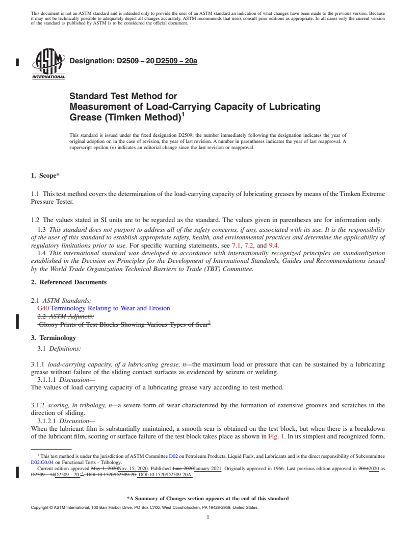 REDLINE ASTM D2509-20a - Standard Test Method for  Measurement of Load-Carrying Capacity of Lubricating Grease  (Timken Method)