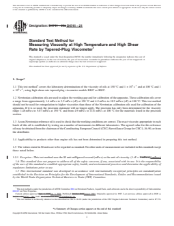 ASTM D4741-21 REDLINE ASTM D4741-21 - Standard Test Method for Measuring Viscosity at High Temperature and High Shear Rate by Tapered-Plug Viscometer - Page 1 preview