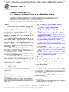 ASTM D3295-20 ASTM D3295-20 - Standard Specification for PTFE Tubing, Miniature Beading and Spiral Cut Tubing - Page 1 preview
