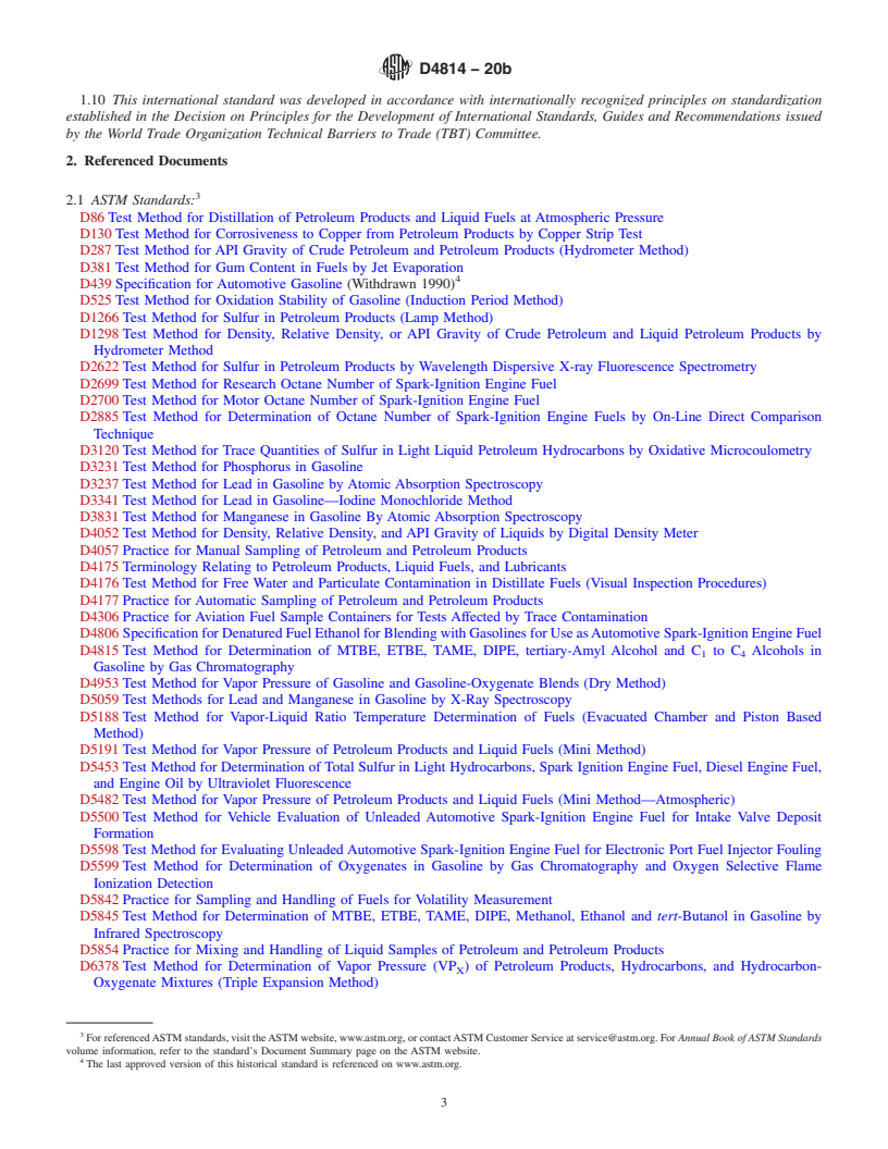 REDLINE ASTM D4814-20b - Standard Specification for Automotive Spark-Ignition Engine Fuel