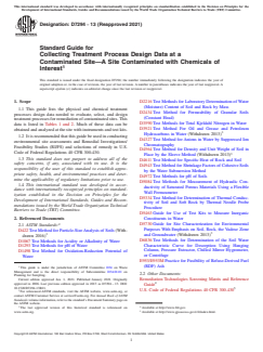 ASTM D7294-13(2021) ASTM D7294-13(2021) - Standard Guide for Collecting Treatment Process Design Data at a Contaminated Site—A Site Contaminated with Chemicals of Interest