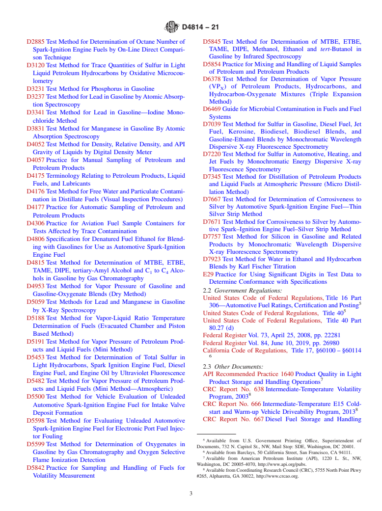 ASTM D4814-21 - Standard Specification for Automotive Spark-Ignition Engine Fuel