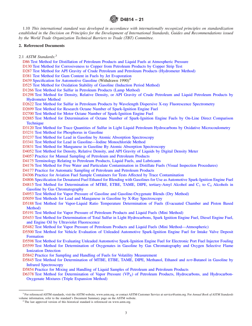 REDLINE ASTM D4814-21 - Standard Specification for Automotive Spark-Ignition Engine Fuel