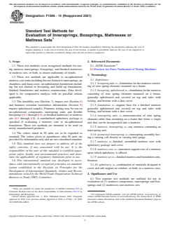 ASTM F1566-14(2021) ASTM F1566-14(2021) - Standard Test Methods for Evaluation of Innersprings, Boxsprings, Mattresses or Mattress Sets - Page 1 preview