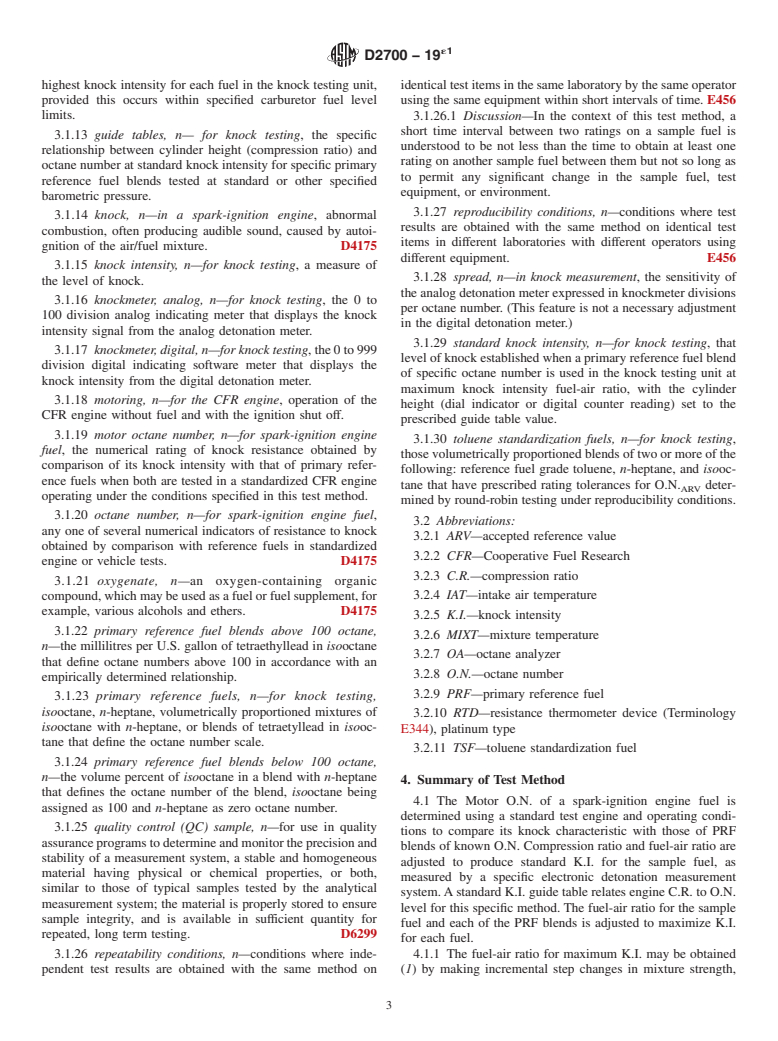 ASTM D2700-19e1 - Standard Test Method for Motor Octane Number of Spark-Ignition Engine Fuel